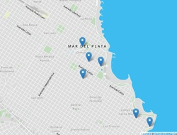 Plano de Mar del Plata con los principales Apart Hotel